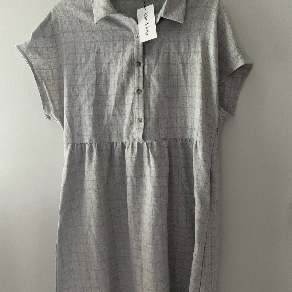 Plaid grey maternity dress